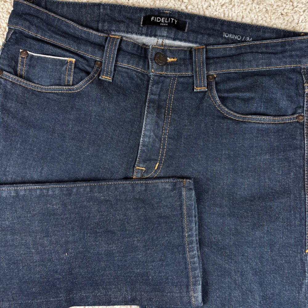 Fidelity Denim Torino Jeans Mens 34 Slim Fit Richmond Dark Wash Blue Made in USA